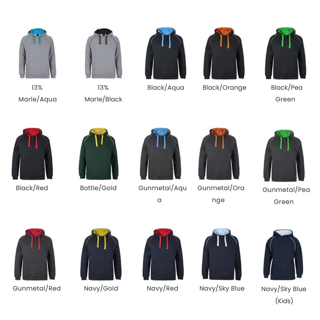 Colour options for contrast hoodie